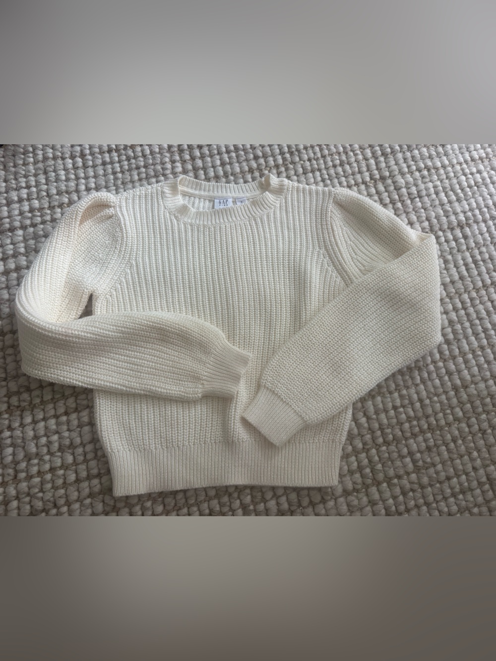 GAP Cream Ribbed Crewneck Cotton Sweater